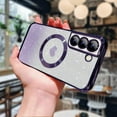 thumbnail image 3 of for Samsung Galaxy S22 Plus Case Glitter, [Strong Magesafe Metal Plate][Full Protection Camera Lens Protected] Bling Shiny Luxury Chrome Plated (Purple), 3 of 12