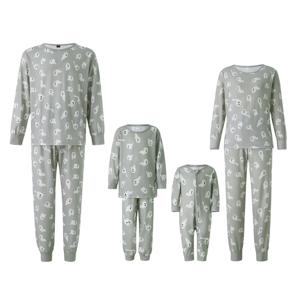 Pijamas familiares Fiomva a juego con estampado de calabaza y fantasma para Halloween, pijamas navideños para padres e hijos, para adultos, niños y bebés.