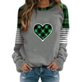 thumbnail image 2 of Mifsaly Plus Size St Patrick Day Sweatshirt Women Patchwork Shamrock Shirt Long Sleeve Heart Print Tshirts Casual Loose Pullover Tops Trendy Spring Blouse M, 2 of 5