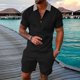 thumbnail image 2 of Men's Short Sets Outfits 2 Piece Summer Tracksuit Short Sleeve Shirt And Shorts Set Casual Sport SuitL, 2 of 5