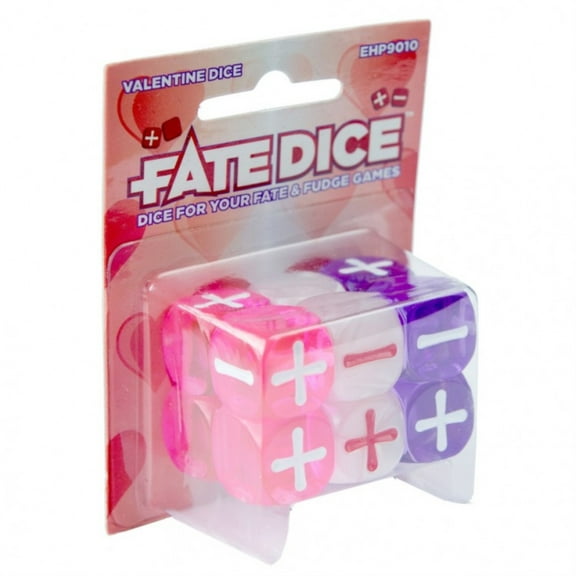 Fate Dice: Valentine Dice Pink and Purple, by Evil Hat Productions