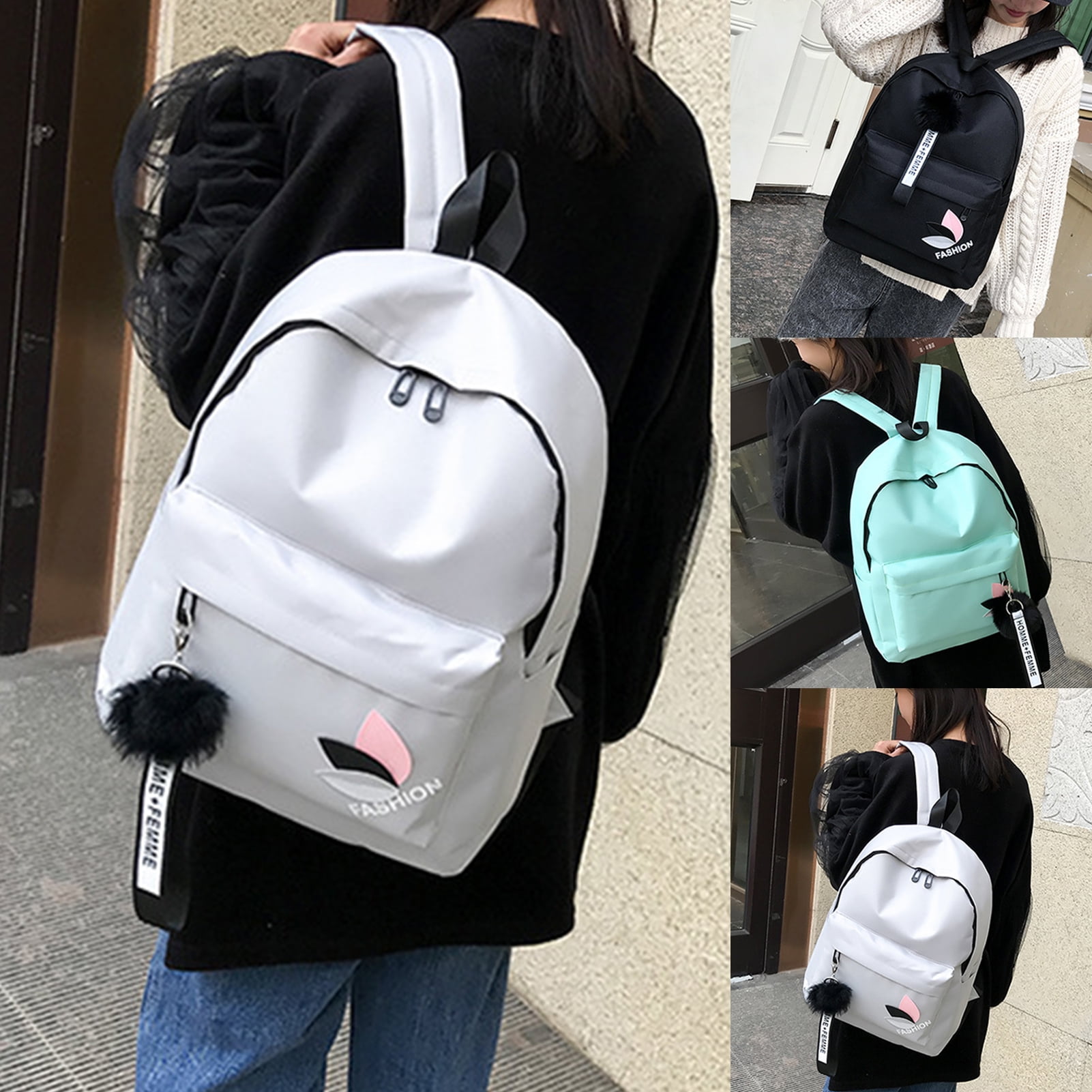 Porfeet Women Casual Korean Style Canvas Backpack Travel