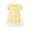 thumbnail image 1 of EHQJNJ Robe Fille Robe d'Été Filles Couleur Unie Manches Courtes Col Rond Jupe Sans Motif Sortie Décontractée pour 1 à 8 Ans Robes de Printemps Filles Robe Verte, 1 of 4