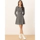 thumbnail image 3 of Vestido acampanado de manga larga con cuello de solapa de gamuza sintética para mujer Gris Oscuro L, 3 of 6