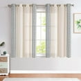thumbnail image 6 of Lazzzy Linen Curtains Bordered Embroidery Boho Curtains for Living Room Bedroom 63 inch Light Filtering Window Drapes Grommet 2 Panels Blue on Beige, 6 of 7