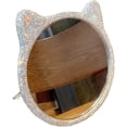 thumbnail image 1 of Bestbling Bling Rhinestone Cute Desktop Wooden Makeup Mirror –Foldable, Portable, High-Definition Home Vanity Mirror with 180-Degree Rotation, Perfect for Gift Giving (Silver), 1 of 5
