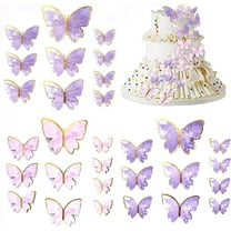 25Pcs Rose Gold Butterfly Happy Birthday Cake Topper Butterfly Glitter 3D Cupcake  Toppers Women Girl's Birthday Party Cake Decorations Butterfly Baby Shower  Party Supplies 