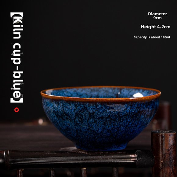 Blue Ceramic Master Tea Cup with Kiln-Change Glaze: New Chinese & Japanese Style Kung Fu Teaware for Home Use, Ideal Gift for Birthdays, Housewarmings, Business Events, and Corporate Souvenirs –