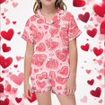 thumbnail image 2 of YUEHUA Toddler Girls Floral Silk Pajamas Short Sleeve Button-Up Top Shorts Summer 2PC Valentine's Day Flowers Satin Pajamas Set, Size 8-9 Years, 2 of 5