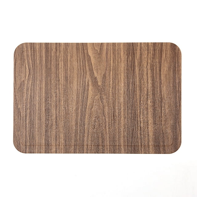 Imitation Wood Grain Table Mat PU Leather Table Mats Pad Placemat Bowl Coaster Waterproof Washable Non-Slide Home Kitchen Coffee Color
