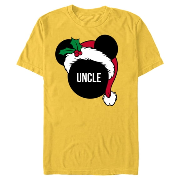 Disney Mickey Mouse Santa Hat UNCLE Holiday Family - Short Sleeve Blended T-Shirt for Adults - Customized-Yellow