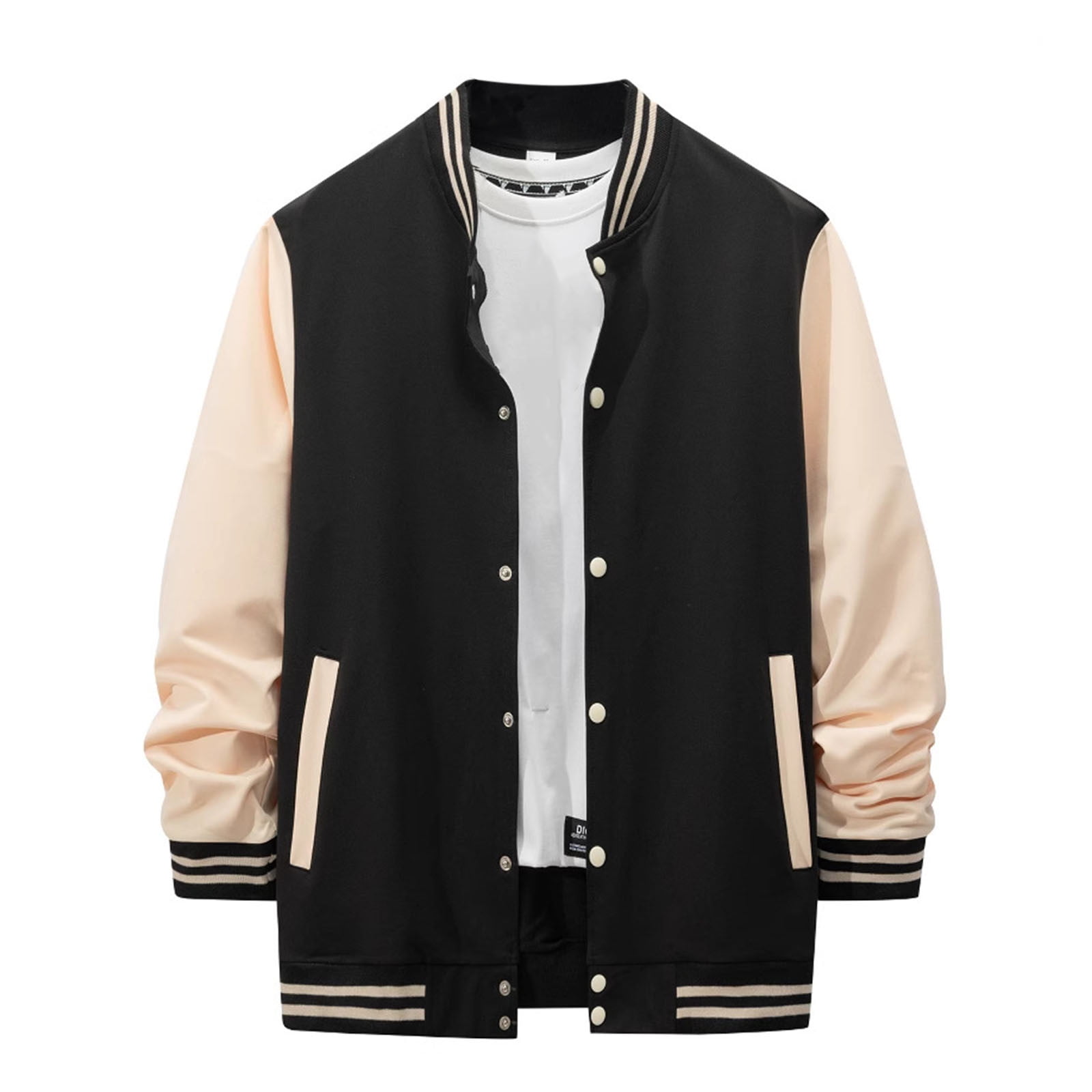 Victorious Men's Essential Melton Varsity Jacket Black/White