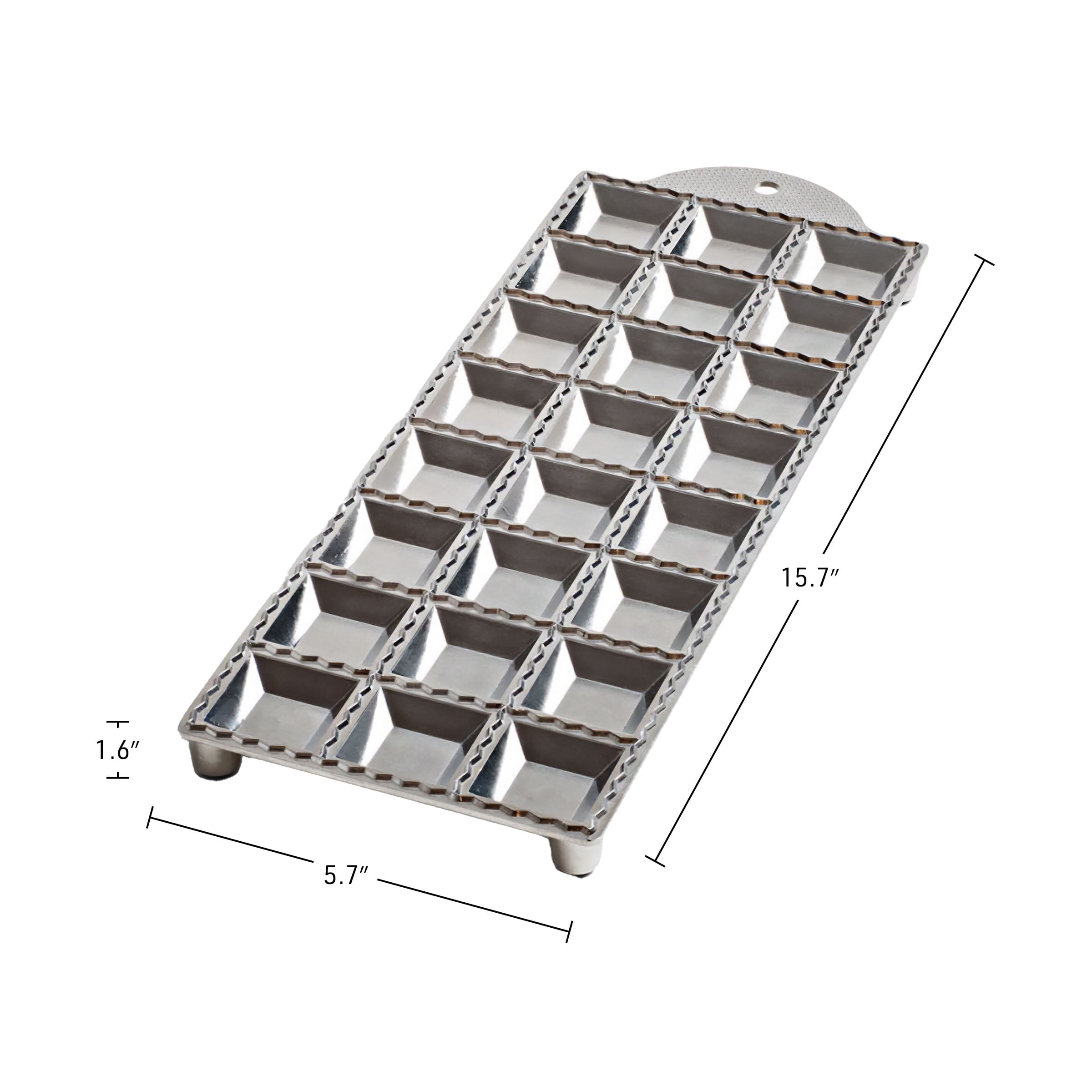 Kings County Tool Square Ravioli Maker Mold | Produce 2” Square Shape | Easy to Use | Wooden Pasta Roller Included | Non-Slip Rubber Foot Insert | Kitchen Necessity | Made in Italy