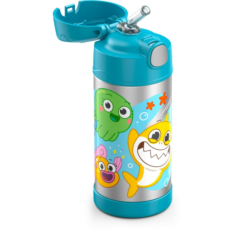 Thermos Kids Stainless Steel Vacuum Insulated Funtainer Straw Bottle,  Dinosaurs, 12oz