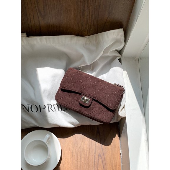 Women's Suede Crossbody Bag, Urban Simplicity, Fashion Retro, Luxe Single Shoulder Bag