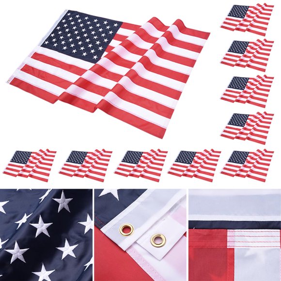 Yescom 10 Pcs 3x5 FT American Flag 210D Oxford UV Resistant Brass Grommets US Flags