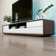 thumbnail image 5 of POVISON 78.74" Modern Wood White TV Stand，Lowline Media Console with 4 Drawers, Open Storage Cabinet, Walnut Veneer, Fully-assembled, 5 of 9