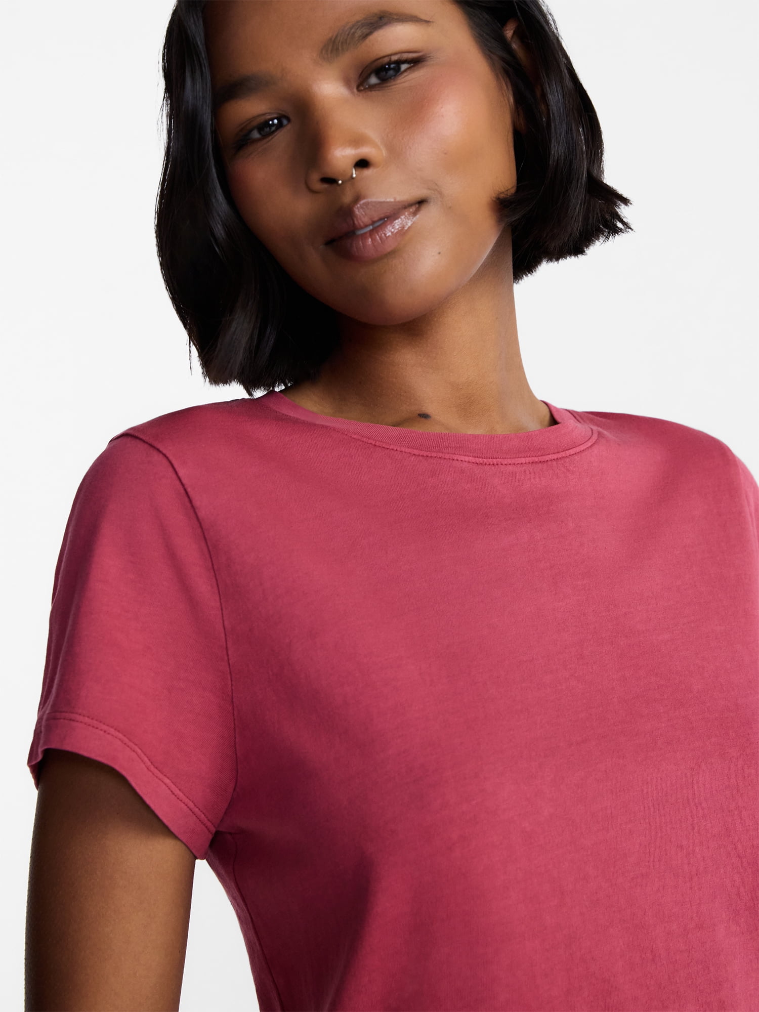 No Boundaries Washed Relaxed Fit Cotton Tee, Women's XXS-XXL