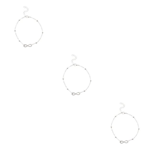 Minnieouse Tobillera para niñas, adorno de joyería, cadenas para pies para decoración de vestidos, plata en forma de 8 Type1 NO1 Minnieouse CBP200259