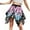 A-Pink717, variant on XIAOCHA Women Butterfly Wing Print Mini Skirt Elastic Waist Asymmetric Hem Flared Skirt Costume Rave Festival Party Wear Skirt