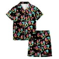 thumbnail image 3 of Teen Girls Valentine P𝙖𝙟𝙖𝙢𝙖s Lapel Button Down Bow Printed Short Sleeve Shirts and Shorts Nightwear Set Satin Home Outfit Set 2-Piece Sleepwear P𝙟s for Kids, 3 of 4