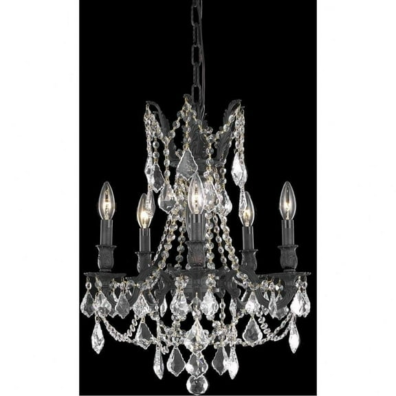 Five Light Pendant-Dark Bronze/Gold Finish-Royal Cut Crystal Type Bailey Street Home 390-Bel-3338277