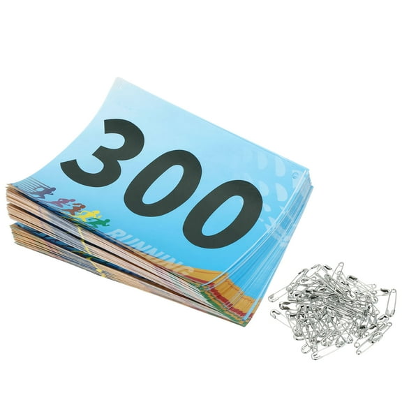 Tearproof Running Bib Numbers 7x6 Inch, 201-300 Race Competitor Numbers with Safety Pin for Marathon, Multicolor