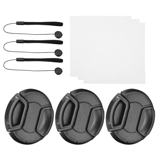 Juego de tapas de lente Uxcell de 62 mm, 3 piezas, tapa de lente de cámara con pinza lateral, negra