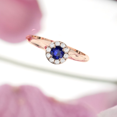 thumbnail image 4 of HeartsAndYou 1.5ct Natural Brilliant Cut Sapphire Engagement Ring 14k SOLID Rose Gold Halo, 4 of 9