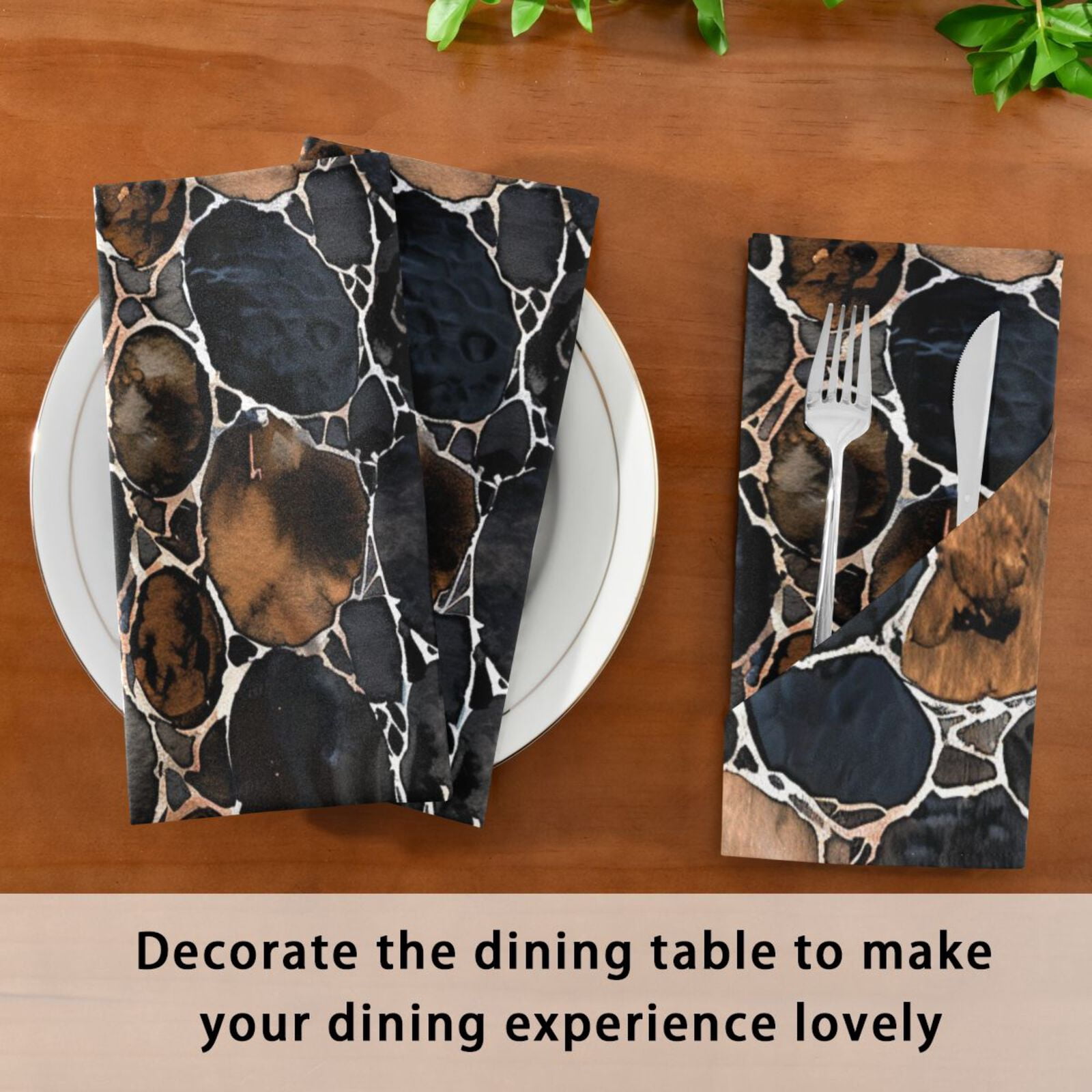 JSTEL Snake Skin Print Cloth Napkins Set of 6, 20x20 Inch Washable and Reusable Napkin for Decoupage Dinner Party Everyday Use