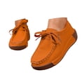 thumbnail image 3 of AUDeals Women’s Round Toe Wedge Loafers Work Shoes Non Slip Suede Platform Sneakers Arch Support Driving Dress Shoes (Orange, 6.5), 3 of 8
