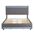 thumbnail image 5 of Harper & Bright Designs Full Size Upholstered Bed with LED Light and 4 Drawers, Modern Platform Bed with a set of Sockets and USB Ports, Linen Fabric, Gray, 5 of 9