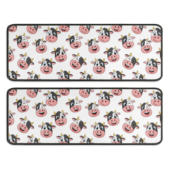 Kitchen Rugs Sets Of 2,White Cow Smile Pattern Anti Fatigue Kitchen Mat Rugs Non Slip Washable,Decorative Kitchen Floor Mats for Kitchen,Sink,Laundry,17"x47" 17"x47"