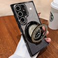 thumbnail image 6 of for Samsung Galaxy S25 Ultra Case with Glitter Kickstand,Cute Bling Sparkly Rhinestones Phone Case, Glass Camera Lens Protector,Flowing Liquid Ring Stand for Samsung S25 Ultra (Black), 6 of 13