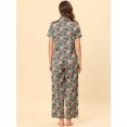 thumbnail image 4 of Unique Bargains Women's Pajama Set Silk Short Sleeves and Pants Floral Satin Sets, 4 of 5