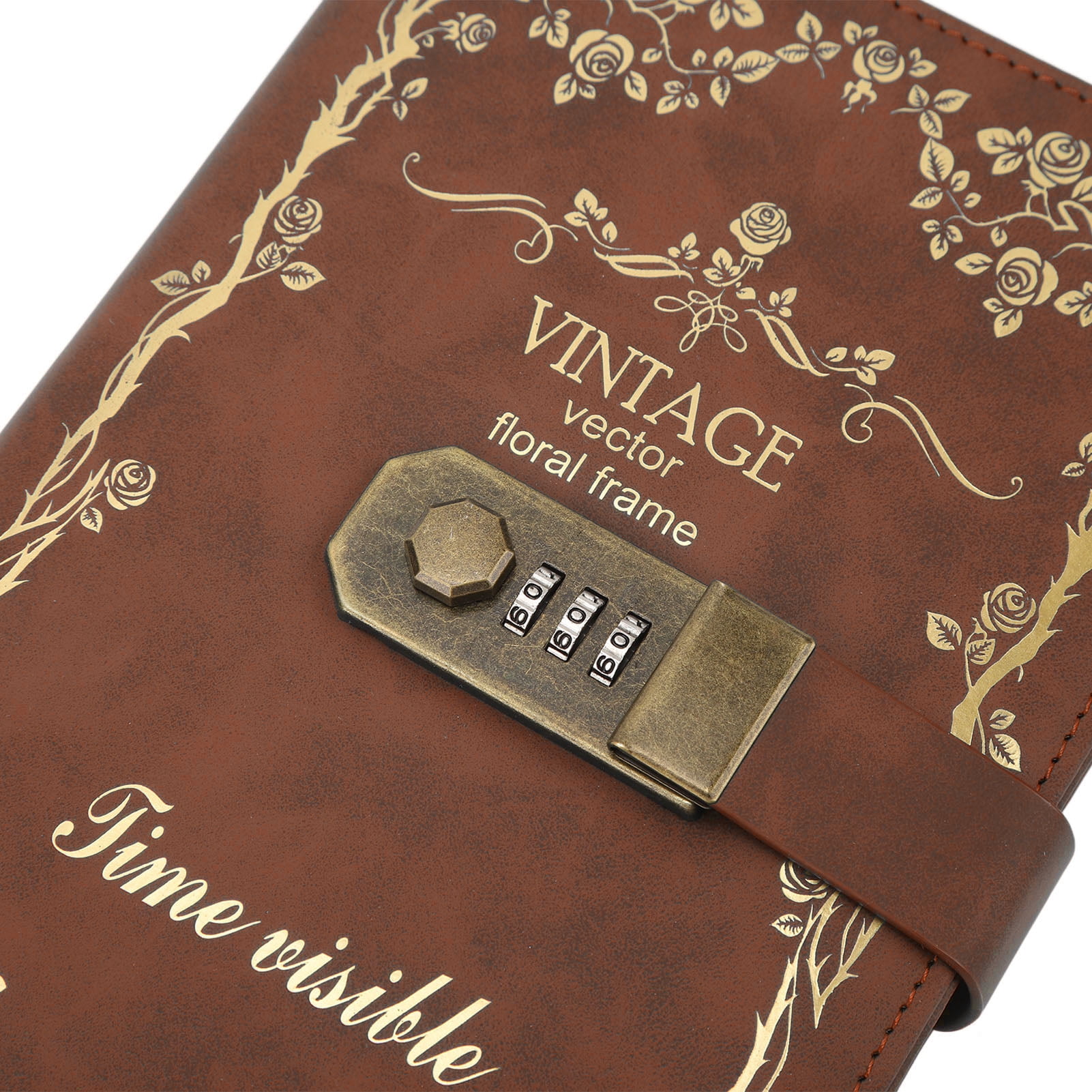 Nieyigj Exquisite Password Book, Vintage Style Lock Diary for Writing, Coffee Brown, 8.66 inches / 22 cm