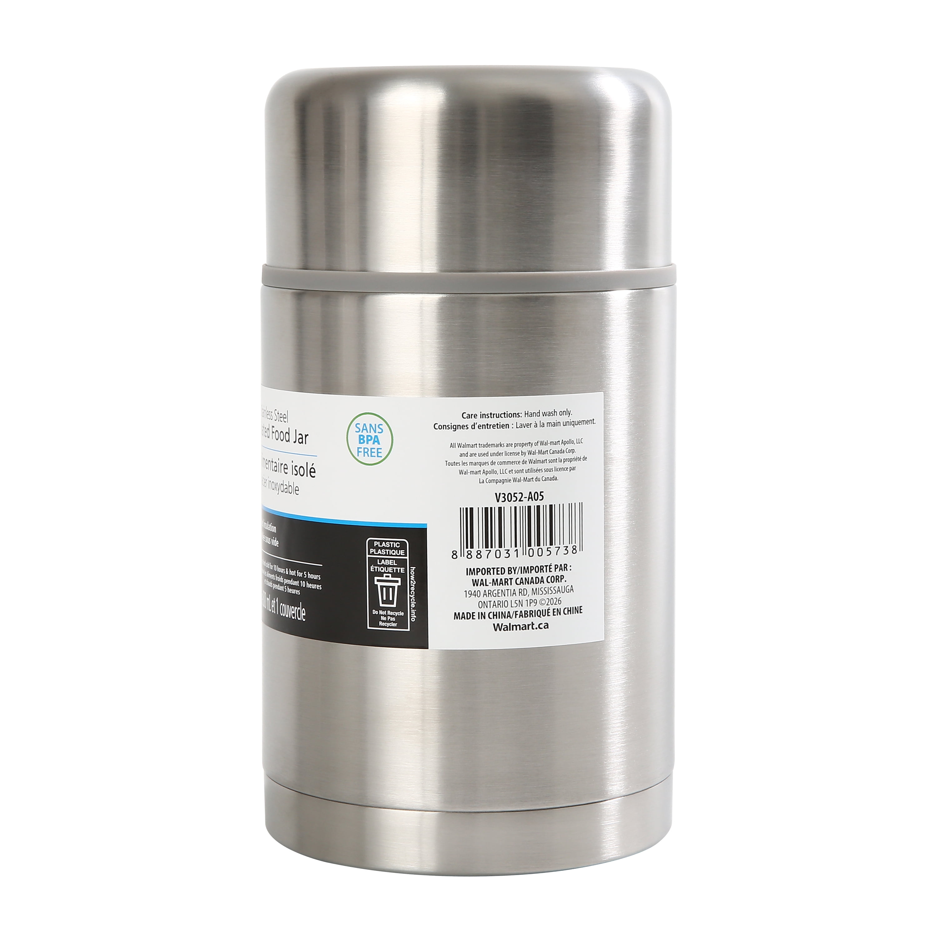 Mainstays Stainless Steel Food Jar, 27 oz