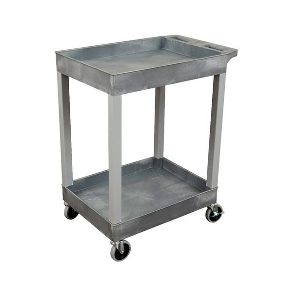 Luxor 24" x 32" Two Shelf Tub Utility Cart - Gray