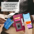 thumbnail image 3 of Allytechgroup for Apple iPhone 11 Case Wallet, Retro PU Leather Slim Fit Business Style Magnetic Closure Cards Slots RFID Blocking Phone Case for Women Men, Winered, 3 of 6