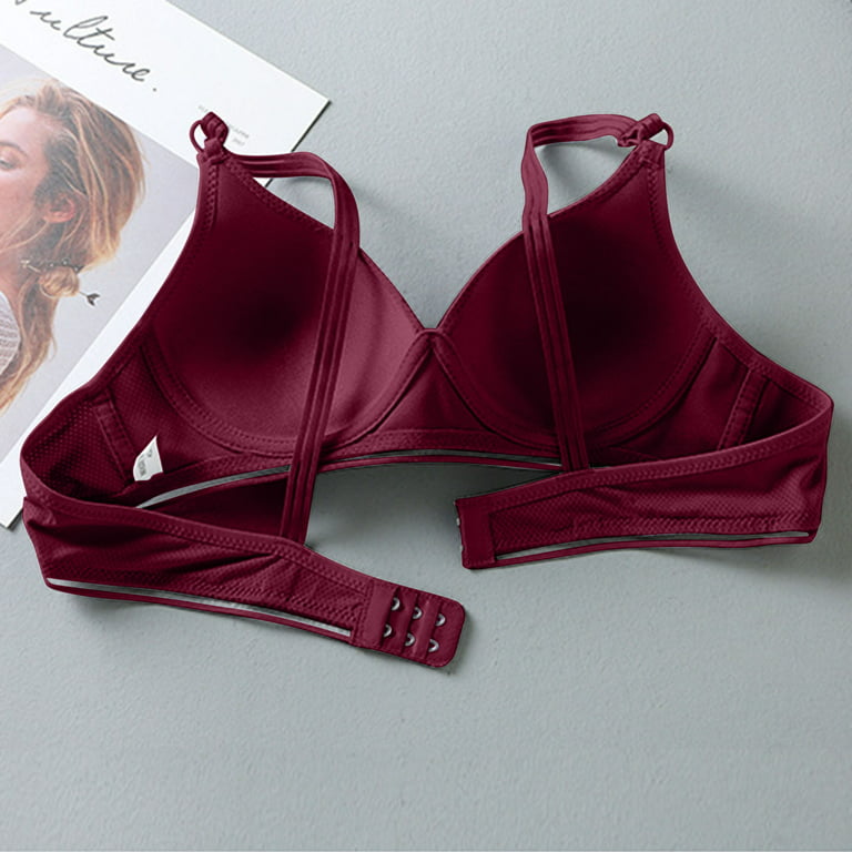 Odeerbi Wireless Lounge Bras for Women 2024 Printing Gathered Together  Daily Bra Underwear Burgundy 