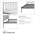thumbnail image 6 of RealRooms Ares Metal Bed, Queen Size Frame, Adjustable Height, Black, 6 of 9