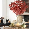 thumbnail image 3 of 4Pcs Artificial Maple Leaves Branches Fake Fall Leaves Stems Maple Leaves Shrubs Autumn Leaf Bushes Faux Silk Foliage for Home Kitchen Thanksgiving Table Centerpieces Festival Decor (Red), 3 of 5