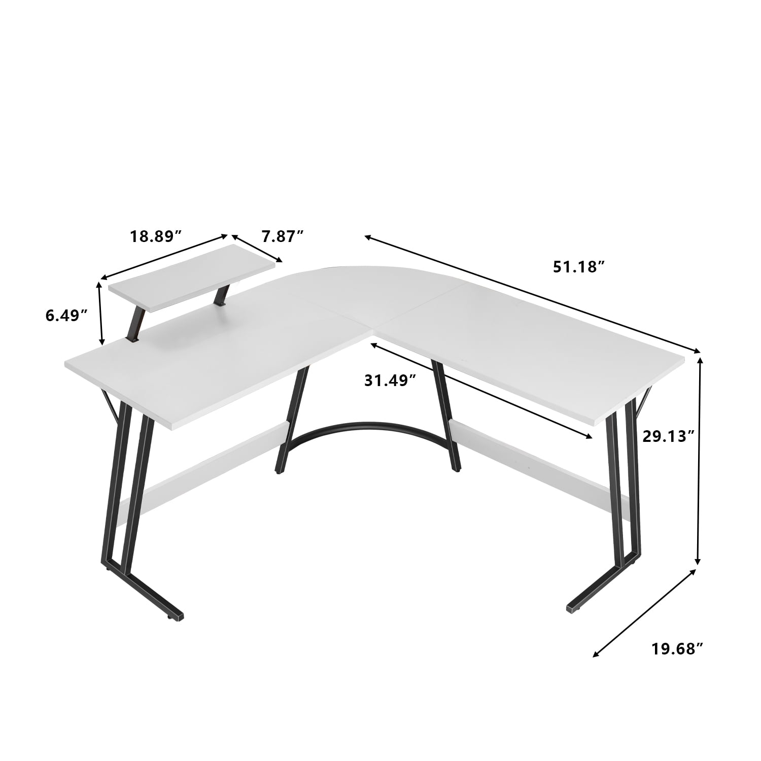 Lacoo Home Office Writing Desk Modern L-Shape Computer Desk, White