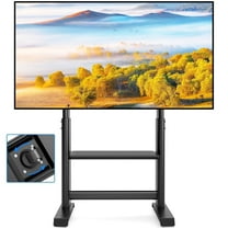 TAVR Furniture Heavy Duty Rolling TV Stand for 86 inch Screens, Universal Tall TV Stand Mount, Height Adjustable Floor Stand with Storage Shelf for Living Room