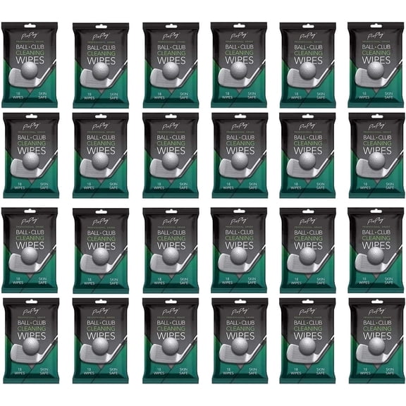 ProPlay Golf Cleaner Wipes, Club & Ball Cleaning Wipes, Unscented, Dirt & Grass Remover, 24 Packs of 18