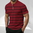 thumbnail image 2 of Mens Henley Shirts Casual Fashion Striped Short Sleeve Crewneck T Shirt Summer Mesh Muscle Stylish Tees Tops, 2 of 5