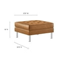 thumbnail image 6 of Tufted Ottoman Accent Chair, Tan, Vegan Leather, Industrial Living Lounge Cafe Lobby Hospitality Restaurant, Modern Contemporary HB36907, 6 of 7