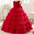 thumbnail image 5 of XXWXYD Sequin Flower Girl Dresses Wedding 𝖱uffles Sleeves Pageant Puffy Tulle Prom Gown Bridesmaid Princess Ball Gown Par𝗍y Dress First Comunion Christening 𝖱uffled Sleeve Flower Girl, 5 of 7