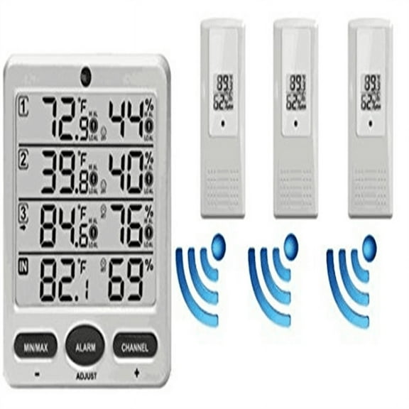 Ambient Weather WS-10 Wireless Indoor/Outdoor 8-Channel Thermo-Hygrometer with Three Remote Sensors