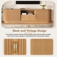 thumbnail image 6 of 66.9" Vintage Rustic TV Stand with Sliding Wood Slatted Doors for TVs up to 75", Farmhouse Media Console with Drawer & Cable Management, Natural, 6 of 10
